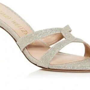 Stuart Weitzman Soiree Sleek 75 Glitter Sandals Sz 7